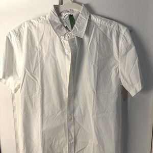 White short sleeve Frank & Oak Stanley shirt.